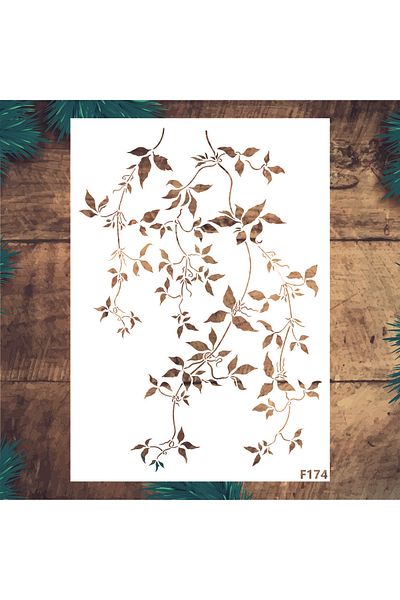 STENCİLTASARIM Stencil Design F174 Ivy Pattern Wall, Wood, Glass, Fabric Painting Pattern