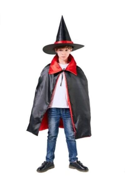 rengarenk kostüm vrajitoare, pelerina de vrăjitoare și pălărie de vrăjitoare