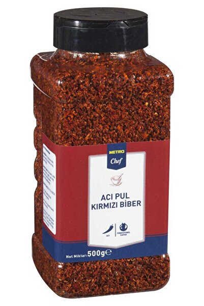 Metro Chef Kırmızı Pul Biber Acı 500G Mutfak Şef Pasta Tatlı Tuzlu Baharat