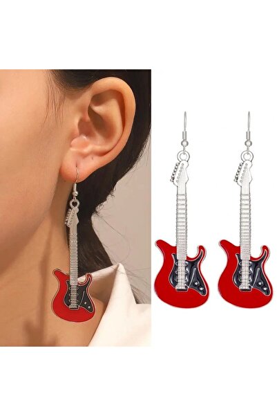 Herşey Nota Gitar Küpe Kırmızı