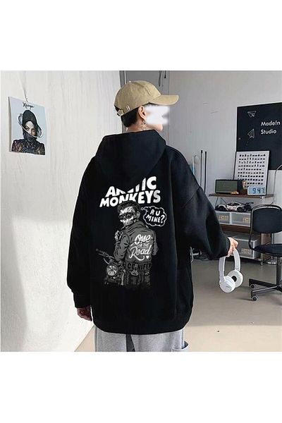 Touz Φούτερ με κουκούλα με κουκούλα Arctic Monkeys με εμπριμέ μαύρο Unisex