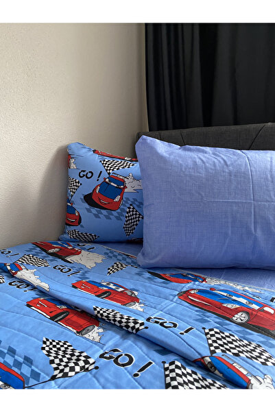Maraz Home Çocuk Desenli Tek Kişilik Mevsimlik Pike + 2 Adet Yastık Kılıfı + Lastikli Çarşaflı Pike Takımı