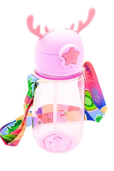 LUCKYPEN زجاجة مياه منقوشة على شكل غزال مع مصاصة، صمم دورقك الخاص باستخدام ال...