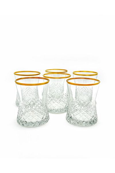 ÖzcamKristal 6 Pieces 6-Person Baklava Crystal Decorated Coffee Side Cup