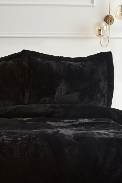 Karaca Home Fluffy Çift Kişilik Kürk Yatak Örtüsü Siyah