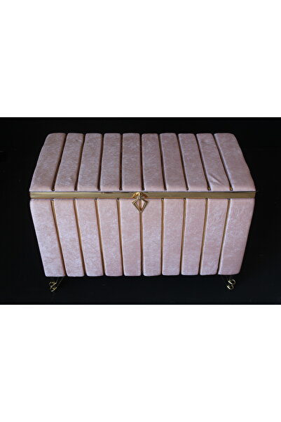 HUZUR ÇEYİZ Metalli Dilimli Tekli Büyük Boy Çeyiz Sandığı