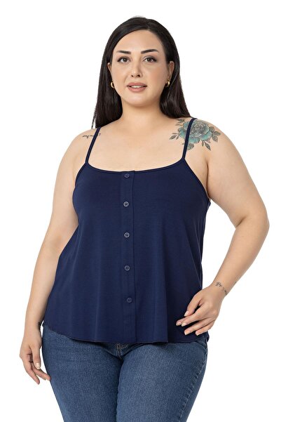 DISENTIS MODEST Μπλούζα από βισκόζη σε σκούρο μπλε χρώμα - Με ρυθμιζόμενο λου...