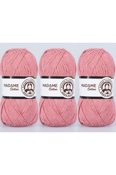 Ören Bayan Νήματα πλεξίματος χειρός Madame Cotton 100 gr 3 τεμάχια Χρώμα 008 Pink Coral