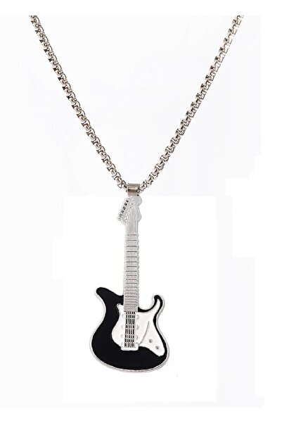 Herşey Nota Gitar Kolye Paslanmaz Çelik Siyah