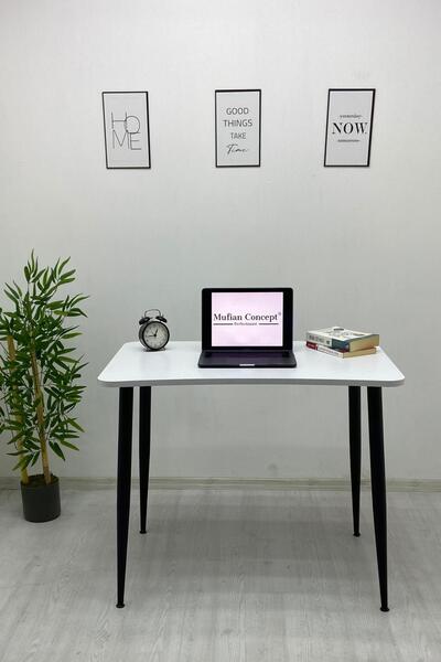 METAL TASARIM ATÖLYESİ EVA Beyaz Oyuncu Masası Çalışma Masası Laptop Bilgisayar Masası Ofis Masası