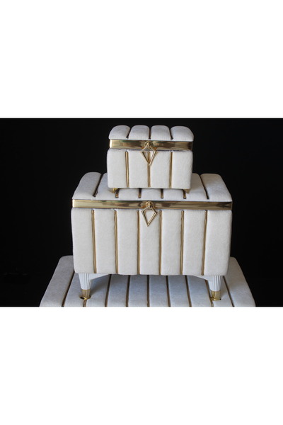 HUZUR ÇEYİZ Metalli Dilimli 2'li Çeyiz Sandığı