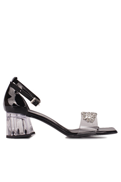 Fitbas 111273 021 Γυναικεία πέδιλα με μαύρο τακούνι μεγάλου και μικρού μεγέθους