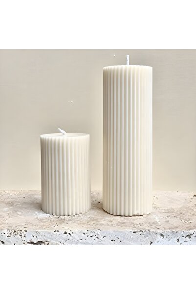 homeartplus Basic pillar 2'li decorative candle set (boy 15x5 - 7.5x5)