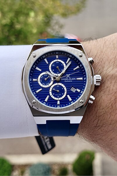 Daniel Klein Large Case Men's Wristwatch with Metal Cord Navy Color