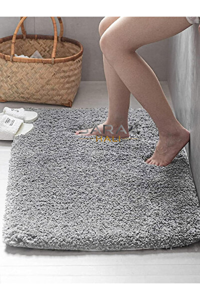 SARAZ HALI Μαλακό χαλί με μακριά τρίχα με γκρι αντιολισθητική βάση - Πλένεται ρολό πόρτας