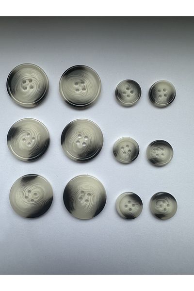 aensia White Black Marble Marble Pattern Design Button Flat Polyester Button - Pack of 12 (6 Large+6 Small)
