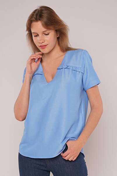 GABRİA Gabia V-подібний комір, короткий рукав, блузка