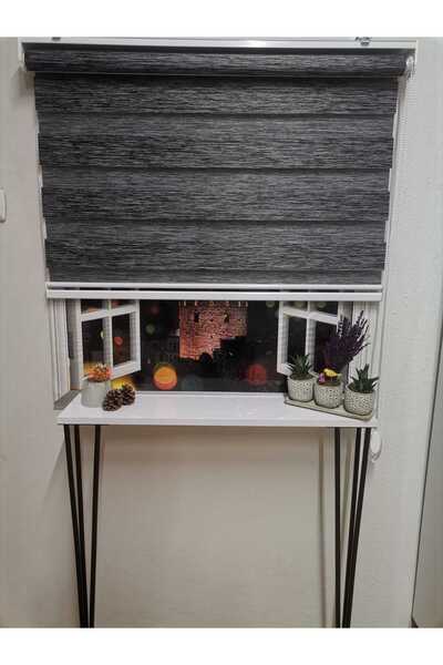 İREMKARAHOME Bambu Raks Koyu Gri Zebra Perde