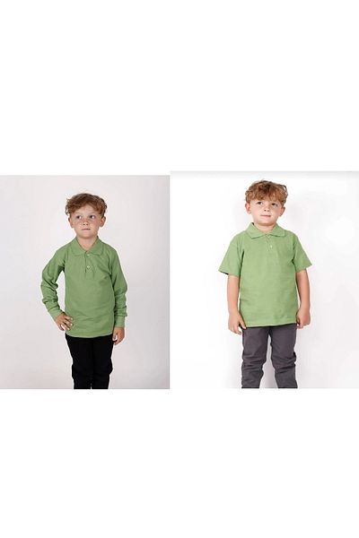 FATELLA Unisex Children's Short - Long Sleeve Normal Pattern Polo Collar Solid Color School Combed Cotton Lacoste T-shirt Pack of 2