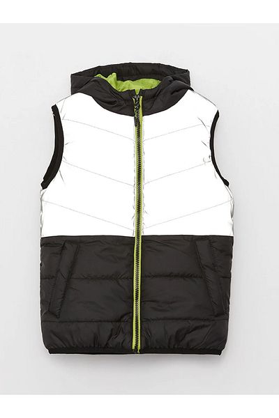 LC Waikiki LCW Kids Hooded Inflatable Vest for Boys with Reflector Detail