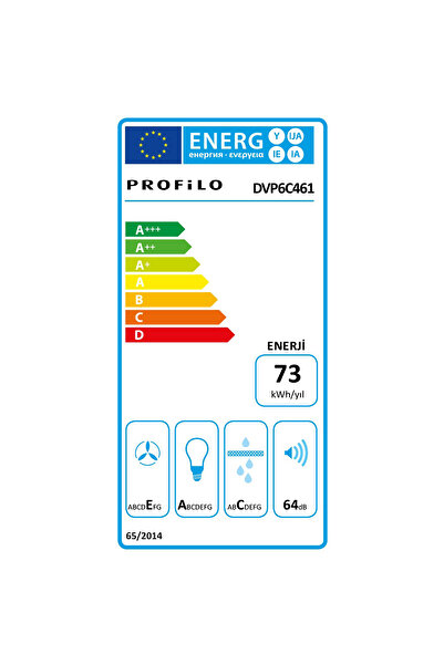 Profilo DVP6C461 D Enerji Sınıfı Siyah Duvar Tipi Davlumbaz