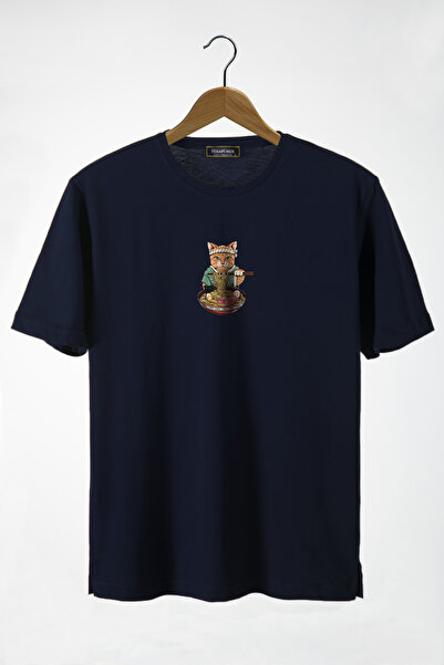 Terapi Men Γυναικείο μπλουζάκι με στάμπα Chef Cat σε μπλε ναυτικό χρώμα και λ...