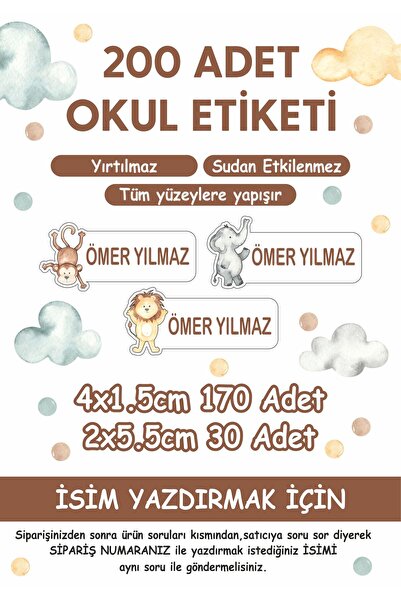 WALLHUMAN Dansçı Hayvanlar Okul Etiketi Kalem Defter Özel Isim Yazılabilen Et...