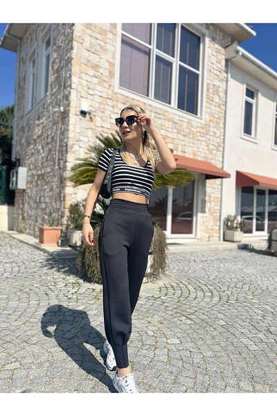 EGN Fashion SCUBA Fabric Jogger Trousers Black-M