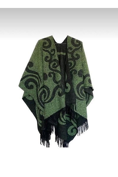 Beka Collection Keel Patterned Jacquard Poncho