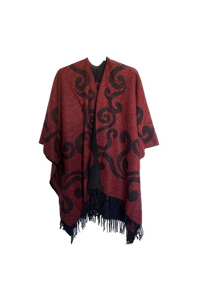 Beka Collection Keel Patterned Jacquard Poncho