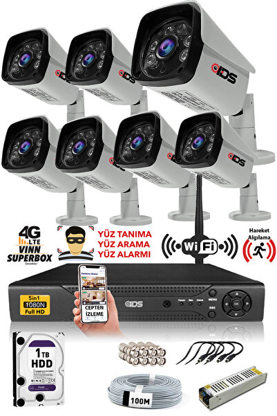 IDS 7 Kameralı Set - 5mp Sony Lensli Fullhd Gece Görüşlü Güvenlik Kamerası Si...