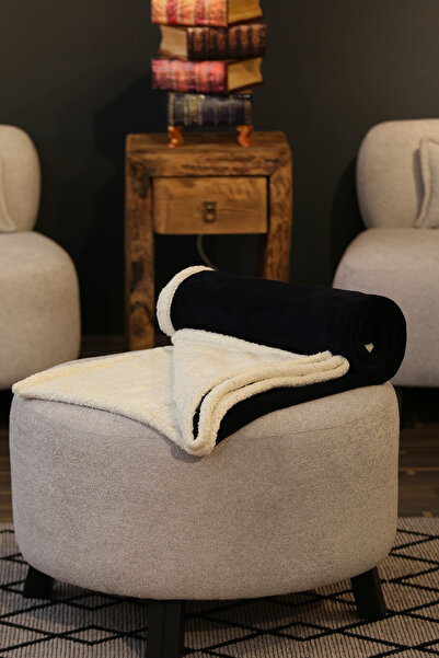 Tandoğan Mobilya Çift Taraflı Kadife Ve Yünlü Tv Battaniyesi, Koyun Yünü Lüks...