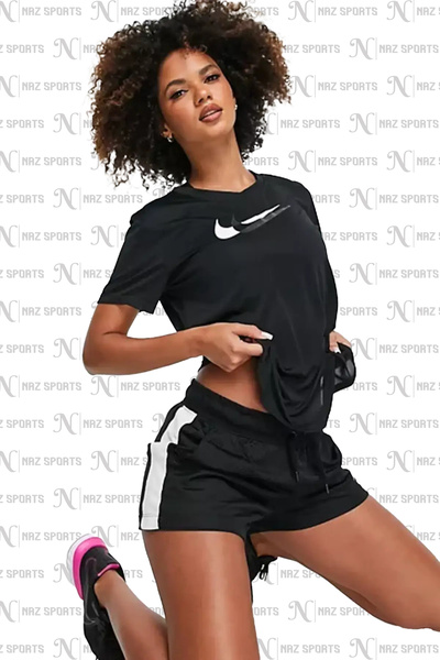 Nike Dri-Fit Swoosh Running Стандартний крій Чорна жіноча спортивна футболка
