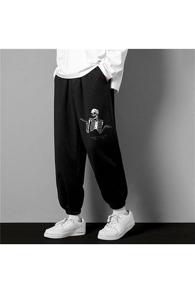 Touz Gothic Confused Skeleton Printed Oversize Unisex Μαύρο Φούτερ