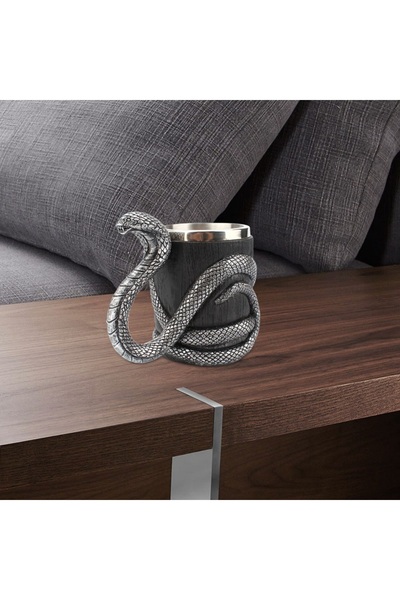 hediyeconcepti 400ml Stainless Steel Cobra Handle Embossed Mug Cup