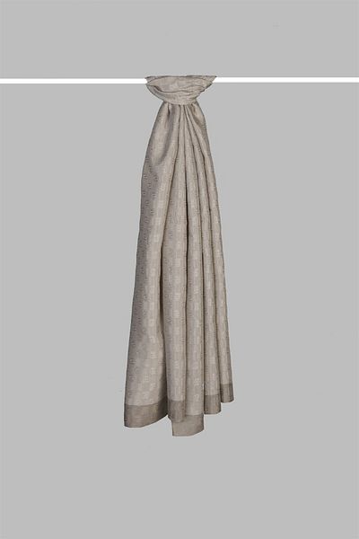 ARMANDA Checkerboard Monogram Shawl - Pebble