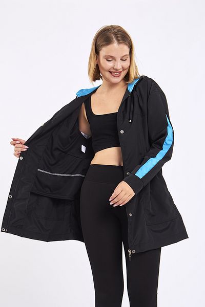 Moda Tuğram Μαύρο μανίκι Micro Midi Μπλε αδιάβροχο & αντιανεμικό