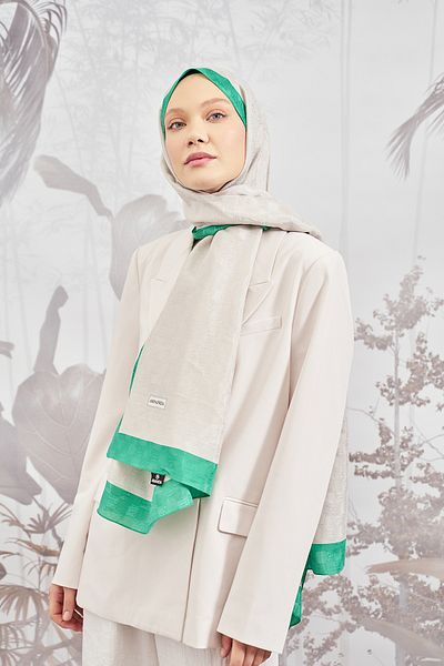 ARMANDA Checkerboard Monogram Shawl - Stone-Benetton