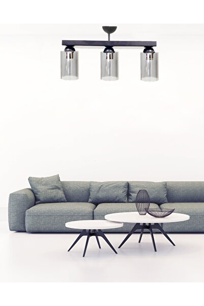 Etsylight Dora Füme Glass Dizilone 3 Salon Avize, Yemek Odası Avize, Cam Avize