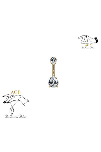 agbtasarım DAMLA ZİRKON TAŞLI "SINGLE", "LOWER", "DOUBLE" ALTIN RENGİ GÖBEK P...
