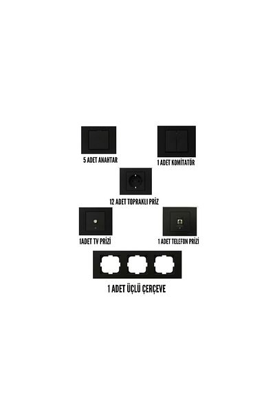 OVİVO Grano Black Switch & Socket Set