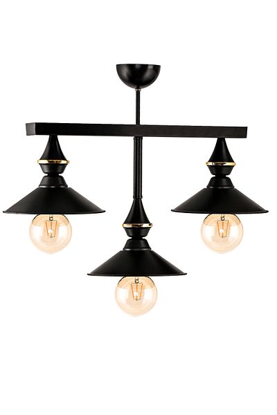 DEDE TRIPLE UFO PENDANT LIGHT CHANDELIER WITH BLACK JAPANESE HAT
