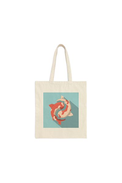 IVART Ying Yang Fish Printed Organic Raw υφασμάτινη τσάντα