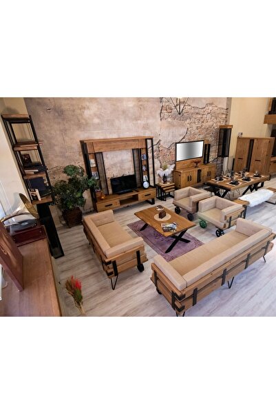 NT Concept Ntconcept Masif Ağaç Koltuk Takımı(3-2-1-1)