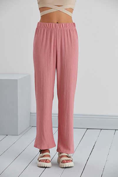 Space Fashion Elastic Waist Palazzo Trousers Summer Comfortable Wide Wrinkled Fabric