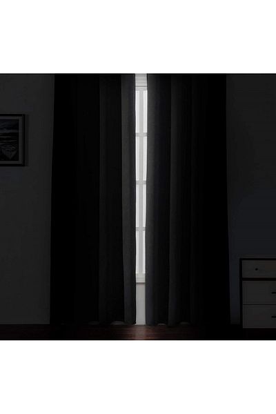 Evim Home 3-Layer Light-Proof Background Curtain Black Blackout Sunshade Non-Pilling Self-Button