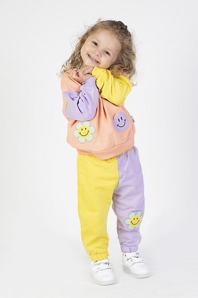 Harika KIDS طقم بدلة رياضية أساسية محبوكة ومطرزة من القماش بخيطين للرضع والفتيات والرضع
