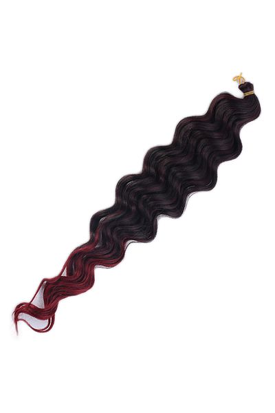 KONAK PERUK Water Wave Hair - Black Red Ombreli