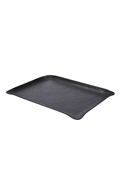ZM Decor Siyah Melamin - Deri Tepsi 37*48 cm