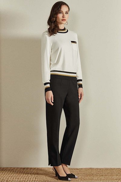 Guitar Long Sleeve Ecru Knitted Blouse